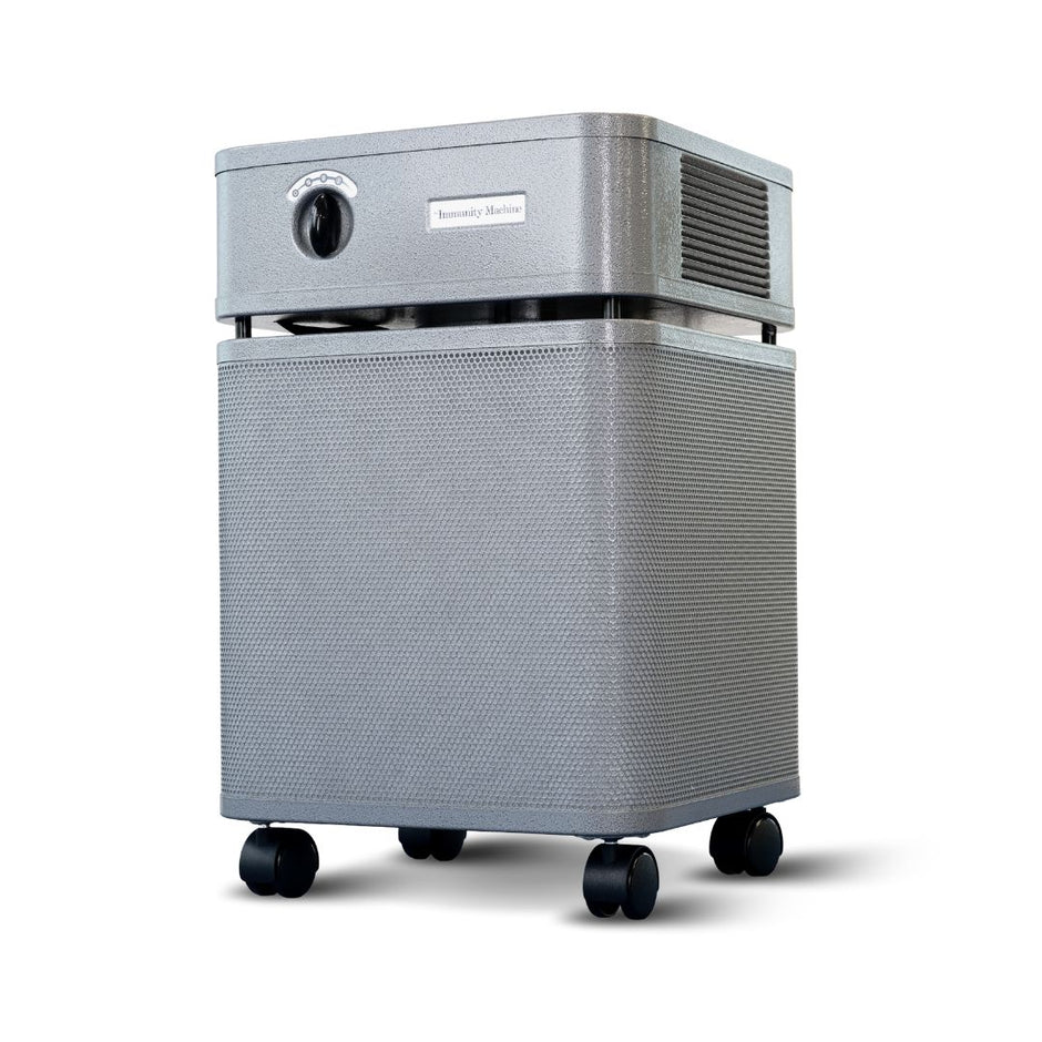 Gray air purifier on a white background